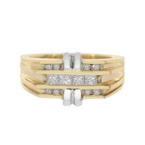 0.55 Carat Diamonds Man's Ring 14K Two Tone Gold